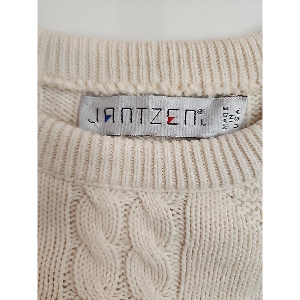 Vintage Cream Fisherman Jantzen Cable Knit Sweater Sportswear - Picture 2 of 6
